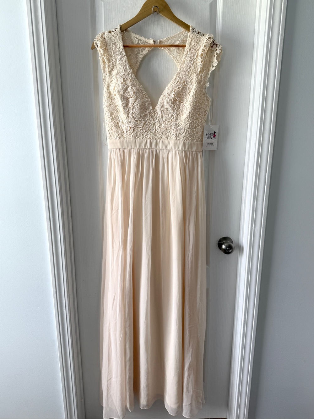 Saved By The Dress Lace Bodice Chiffon Maxi Dress Formal Size L NWT